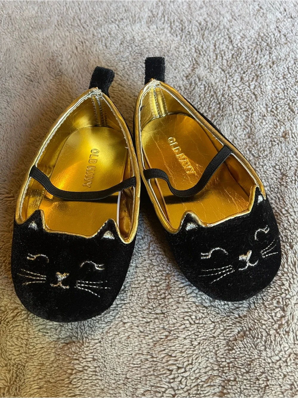 Old Navy Black and Gold Cat Ballet Flats for Kids